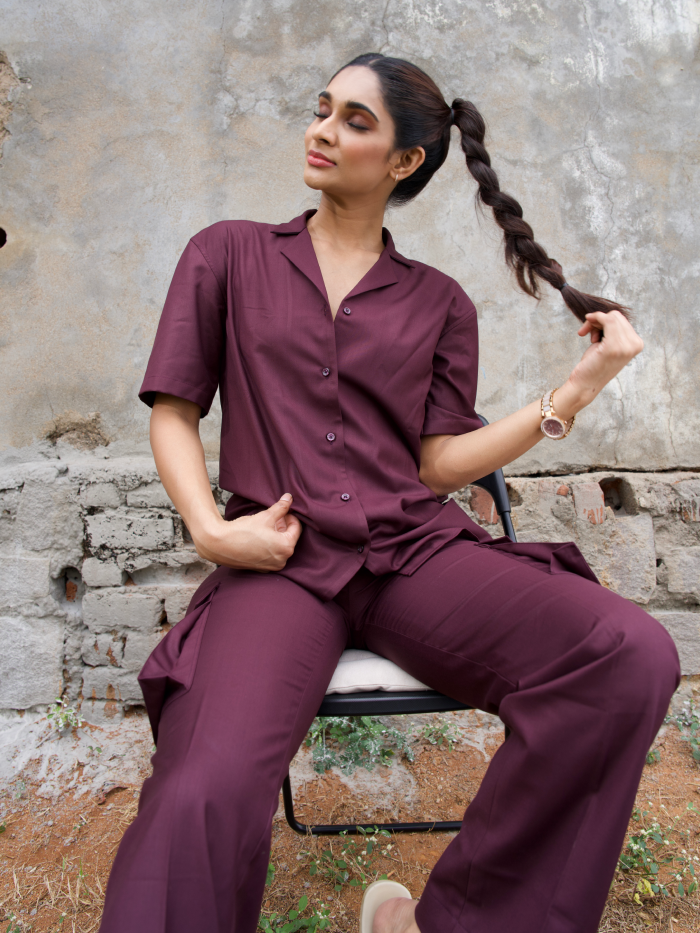 OG Tranquil Maroon Cargo Set