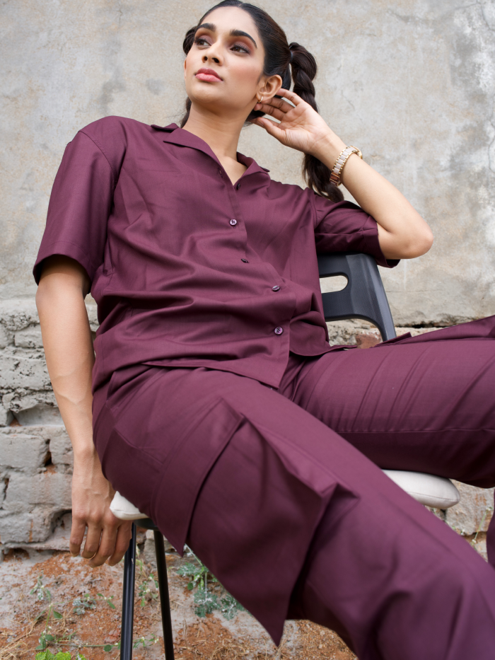 OG Tranquil Maroon Cargo Set